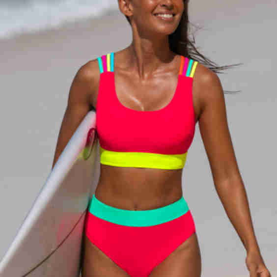 Neon Colorblock Sport Bikini Set
