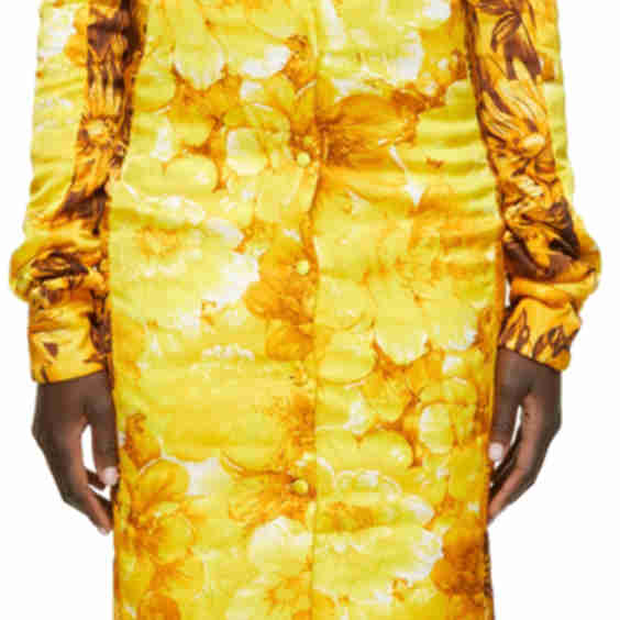Wadded Satin Shirt Dress