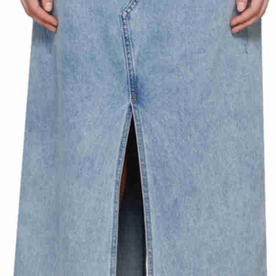 Vented Denim Maxi Skirt