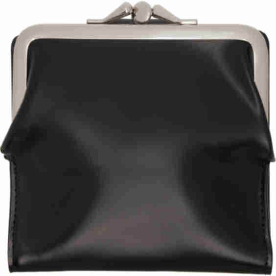 Black Glossy Smooth Leather Small Wallet