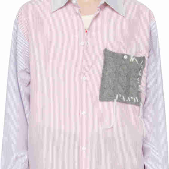 Multicolor Oversized Long Sleeve Knitted Patch Shirt