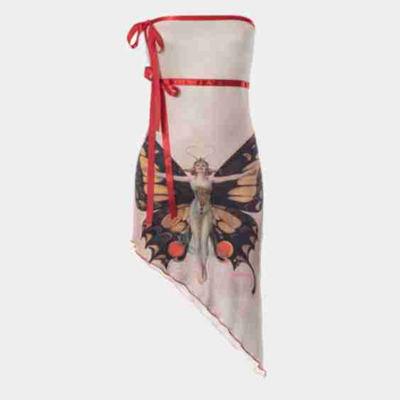 Passageway of Butterflies Asymmetrical Tube Dress