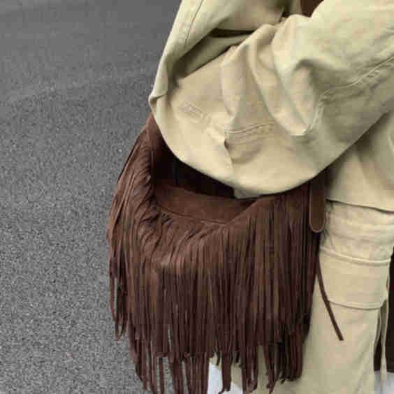 Casual Versatile Tassel Suede Crossbody Bag