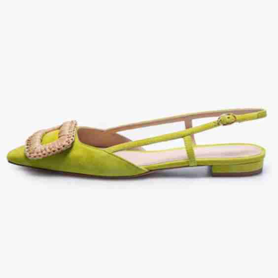 Vegan Suede Closed Toe Buckle Slingback Flats