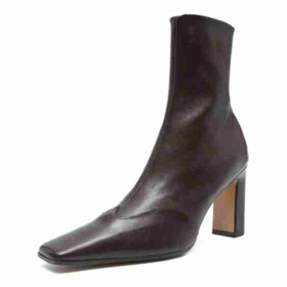 Block Heel Zipper Square Toe Short Boots 