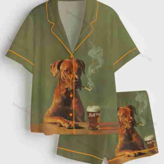 Ruff Day Funny Dog Satin Pajama Set