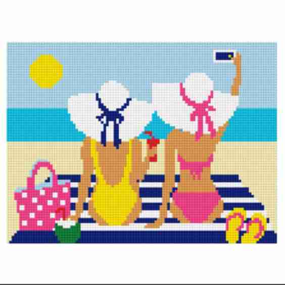 Seaside Selfie Needlepoint Kit (everything Included and Pre-Assembled - Perfect for Beginners)