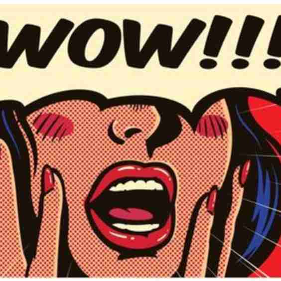 Retro Pop Art Surprised And Excited Comic Book Woman With Speech Bubble Saying Wow Vector Illustrat Photographic Print 56 X 42