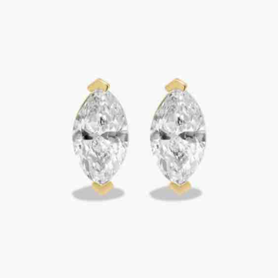 Marquise Cut 0.5 Ctw Lab Grown Diamond Stud Earrings In 14K Gold