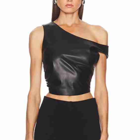 Off Shoulder Leather Top