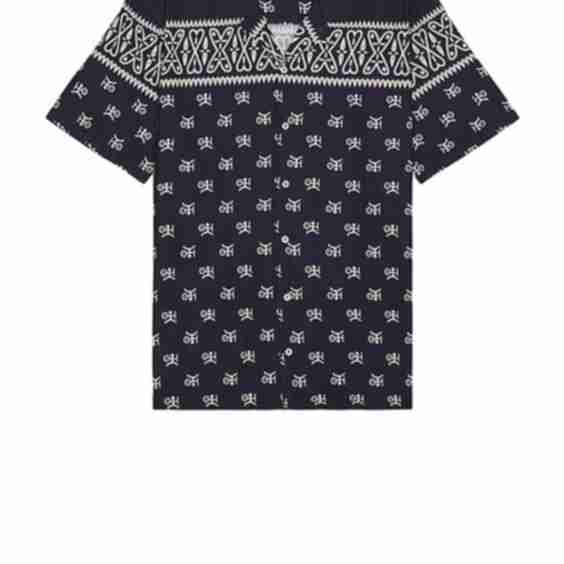 Scarf Print Short Sleeve Shirt