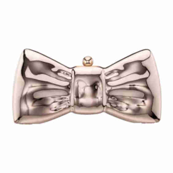 Metal Bow Minaudiere Evening Bag