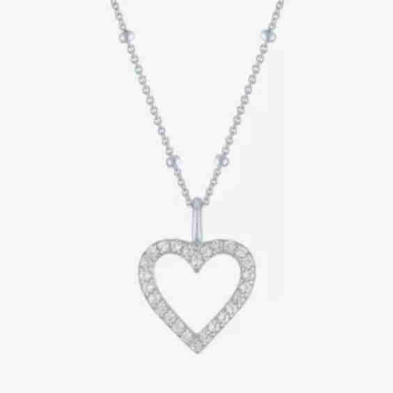 Lab Created White Sapphire Sterling Silver Heart Pendant