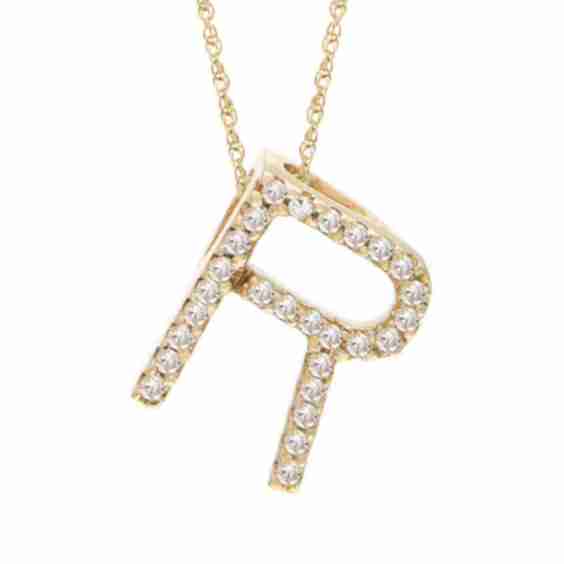 14k Micro Pavé Diamond Initial Letter R chain