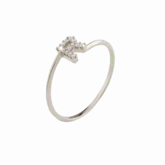 GRLABR68 Initial Ring R 18K Gold with Diamonds