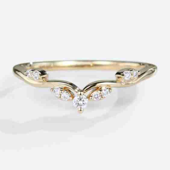 Round Cut Lab Grown Diamond Wedding Band Curved Stacking Ring