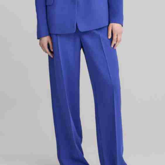Double Belted Wide Leg Suit Pants
