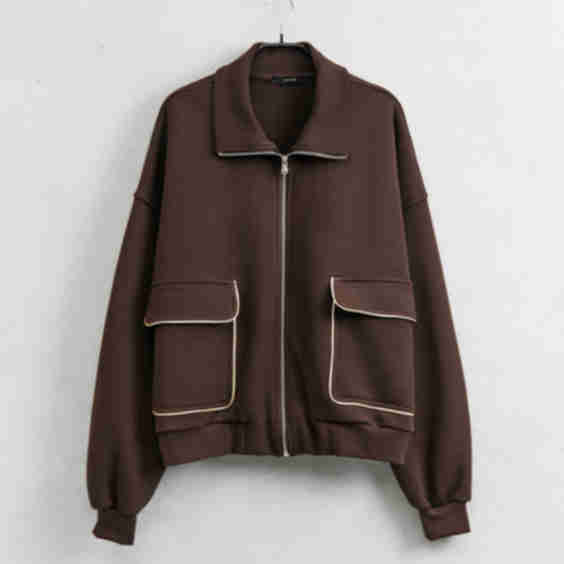 Sweatshirt Art Ld 3775 -  High Collar and Large Pockets. Front Zip Closure