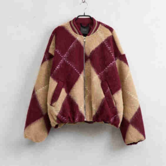Checked Wool Blend Bomber Jacket