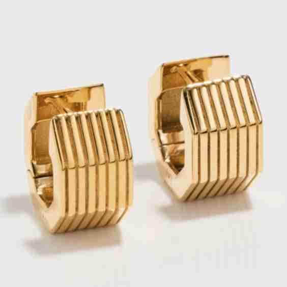 Wide Octagon Huggies Earrings