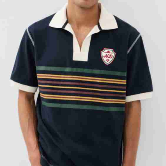 Short Sleeve Striped Rugby Polo Top