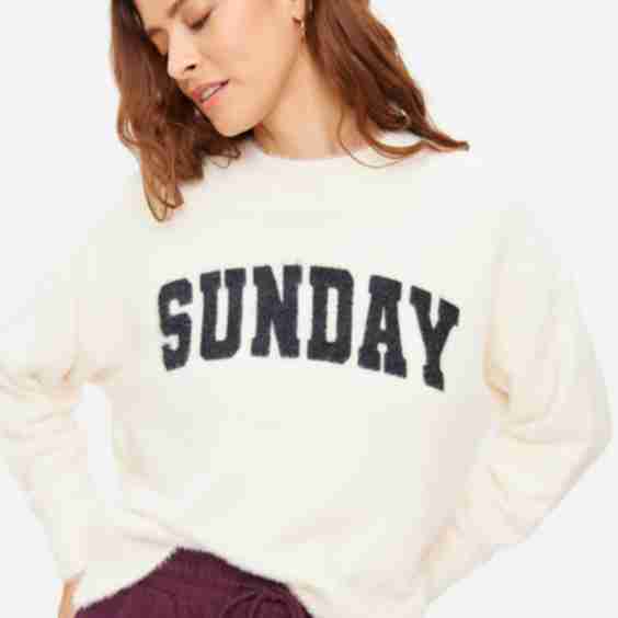 Sunday Slogan Eyelash Knit Jumper XL