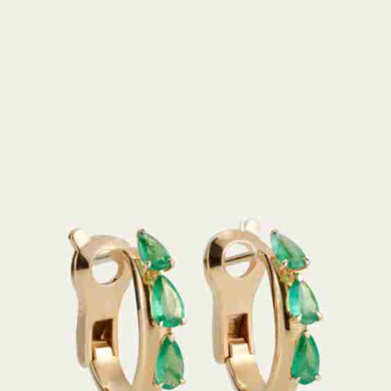 Lemonade Triple Emerald Pear Huggie Hoop Earrings