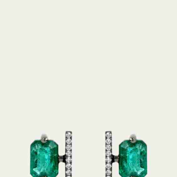 Linette Emerald and Diamond Stud Earrings