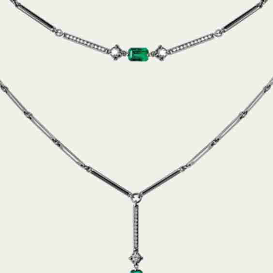Linette Emerald and Diamond Double Choker Necklace