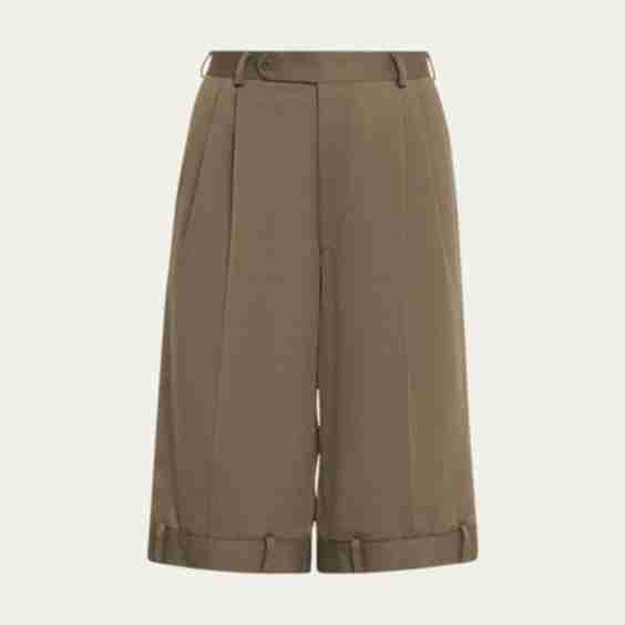 Upside-Down Pleated Bermuda Shorts