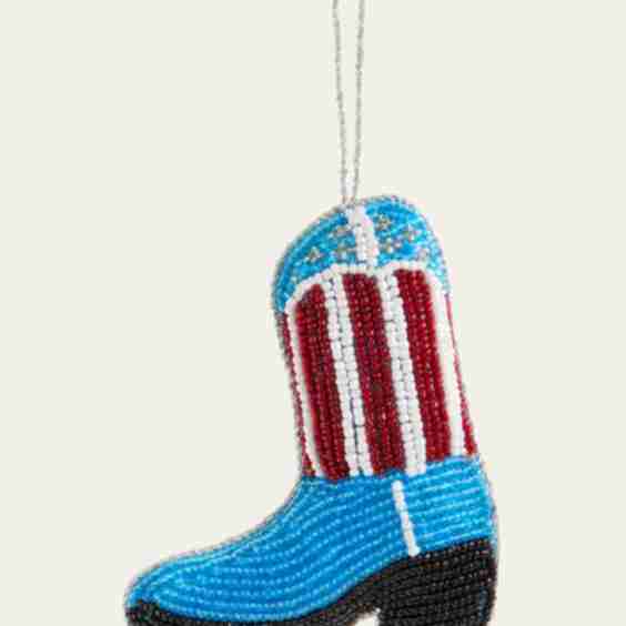 Beaded Boot Christmas Ornament