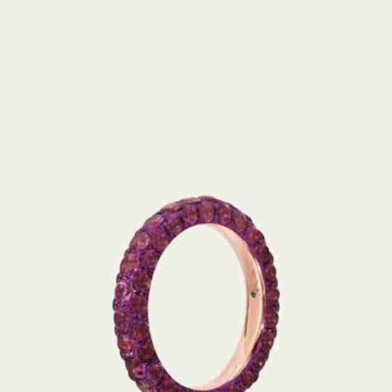 18K Rose Gold Rhodolite And Magenta Rhodium 3 Sided Ring