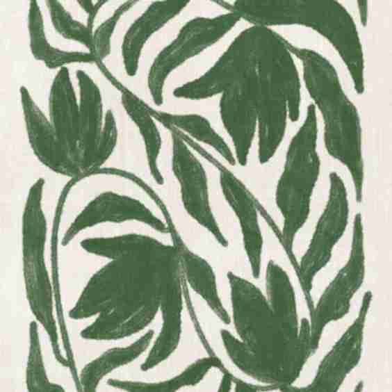 Green Botanical on Linen Print