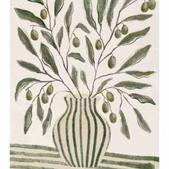 Olive Branches in Vase Print