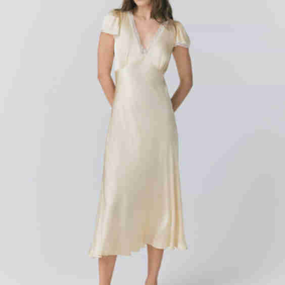 Lillie Lace Trim Satin Dress