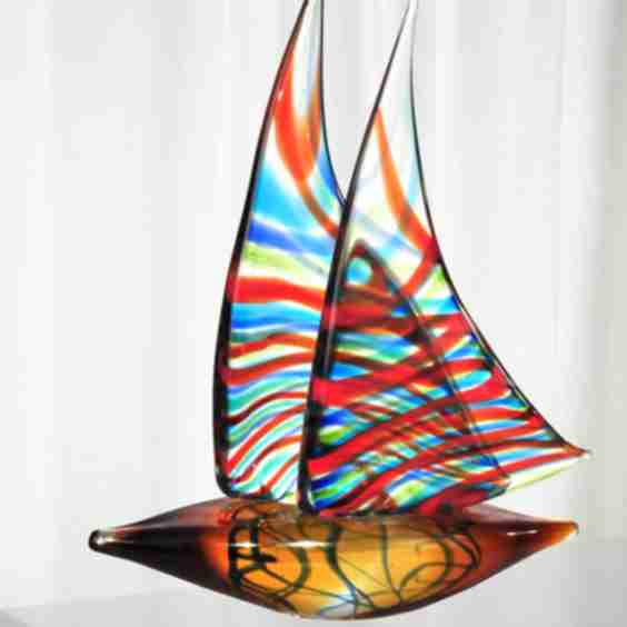 Chimera Sail Boat Art Glass Sculpture
