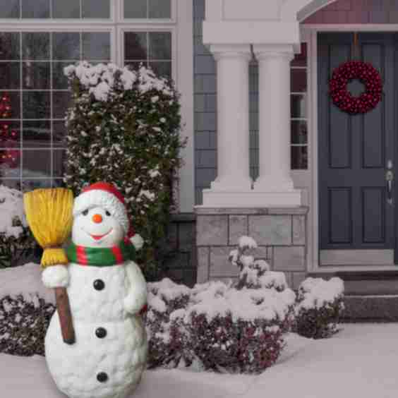 Live Form Snowman with Scarf, Hat & Broom Outdoor Christmas Decoration, 48"