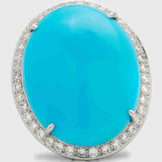 Turquoise And Diamond Halo Ring 