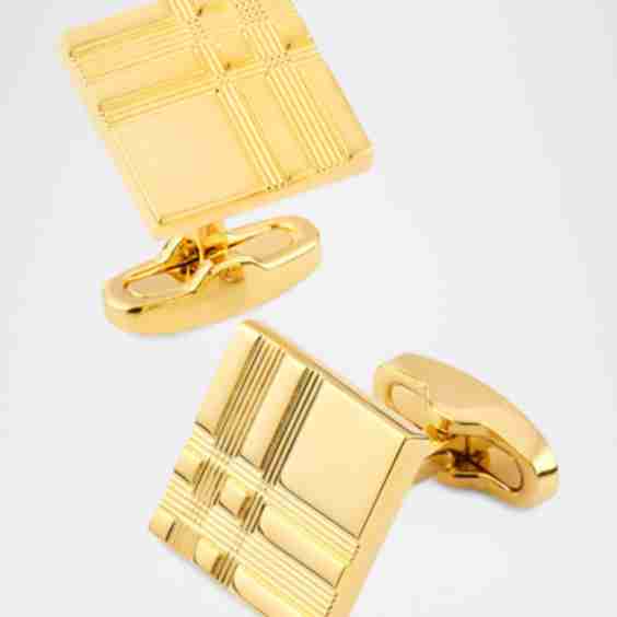 Plaid Etched Square Cufflinks