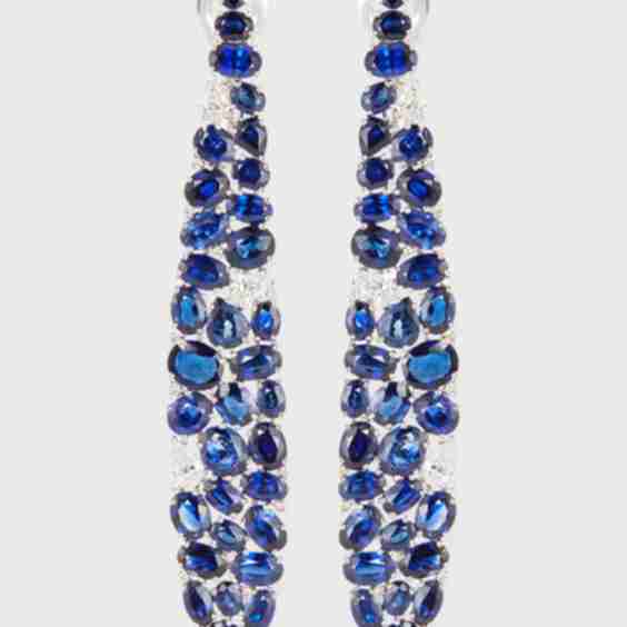 Elongated Sapphire & Diamond Earrings