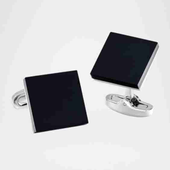 Men's Square Black Obsidian Cufflinks