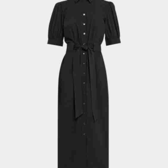 Harper Puff-Sleeve Weathercloth Midi Dress