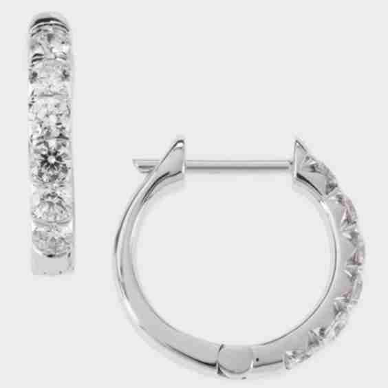 Jude 18K Gold Huggie Hoop Earrings with Diamonds, 14mm