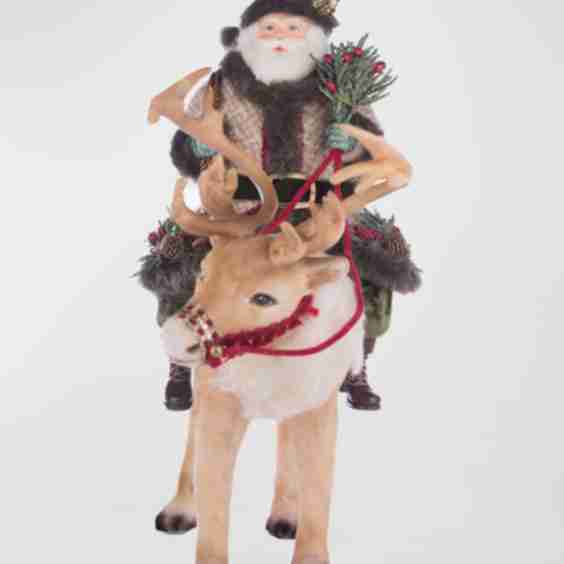 Santa Riding Caribou Christmas Decor