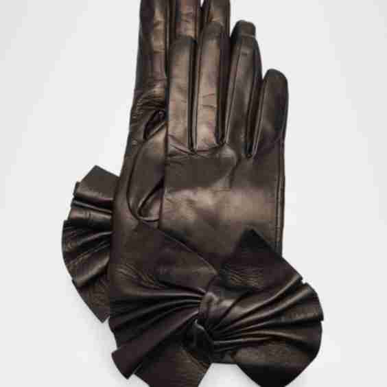 Minnie Twisted Bow Leather Gloves
