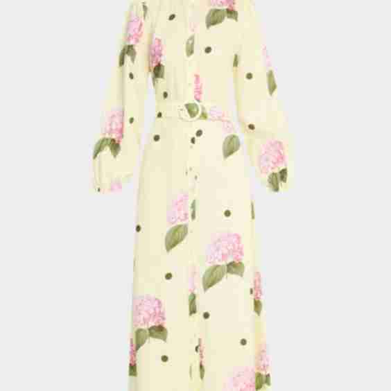 Noddy Belted Floral-Print Linen Midi Shirtdress