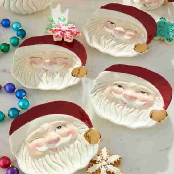 Papa Noel Ceramic Plates Set Of 4