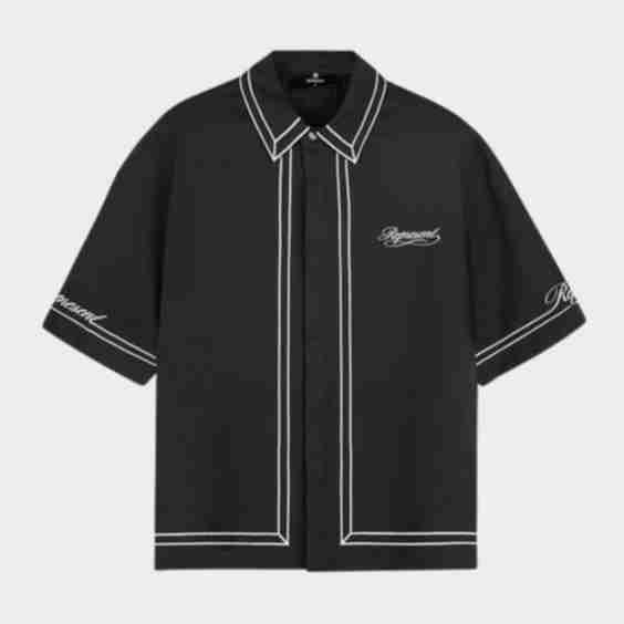 Border Cotton Short-Sleeve Shirt