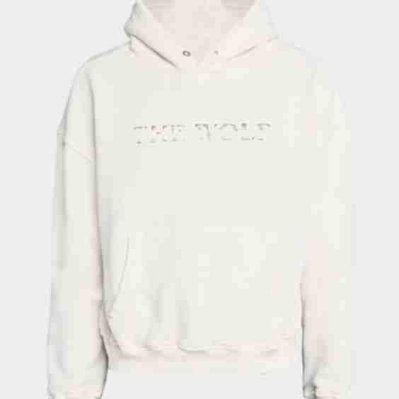  Wolf Print Cotton Hoodie