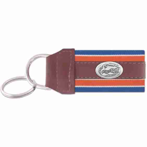 Leather and Grosgrain Concho Keychain